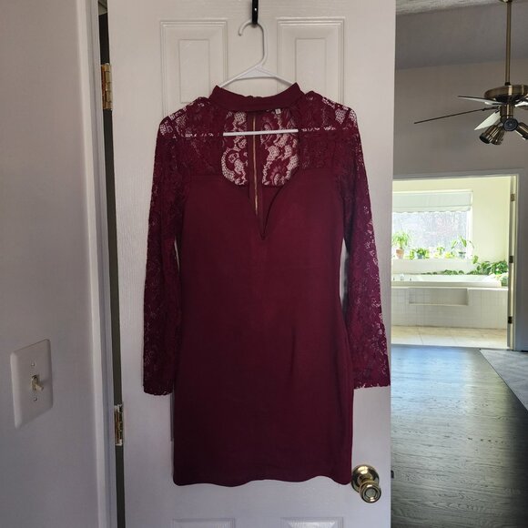 Charlotte Russe Maroon Bodycon Mini Dress | Large - Picture 1 of 5